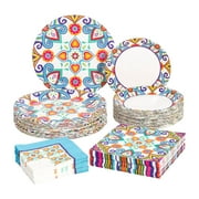 Fun Express Bulk 192 Pieces Colorful Fiesta Tableware Kit for 48 Guests