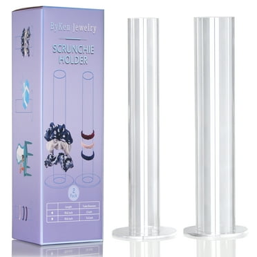 2-Pack Acrylic Scrunchie Holder & Organizer Stand – Clear Vertical Display For Hair Ties, Bracelets & Jewelry
