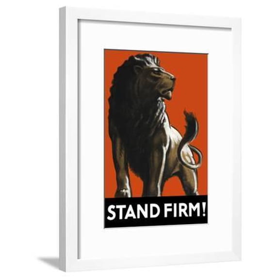 Vintage World Ware II Poster Featuring a Male Lion, World Culture Framed Art Print Wall Art by Stocktrek Images