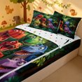 thumbnail image 3 of Manfei Cute Dinosaur Zipper Twin Comforter Sets with Fitted Sheet and 2 Pillowcases, Woodland Cartoon Animal Zipper Bedding Set, Dark Green, Polkadot Reversible, 4 Pieces, 3 of 7