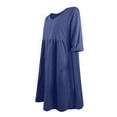 thumbnail image 4 of Babysbule Womens Dresses Womens Casual Dress Pure Color Three-QuarterSleeve V-Neck Knee-Length Dress Outfit, 4 of 6