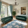 thumbnail image 5 of Modern Velvet Upholstered Sofa Set Of 2 3-Seater Sofas with Gold Metal Legs Contemporary Living Room Furniture for Family Homes, Apartments, and Lounge Spaces (Green), 5 of 11