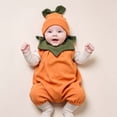 thumbnail image 5 of JFOPQVSM 2Pcs Halloween Toddler Pumpkin Orange Cute Party Jumpsuit with Pumpkin Hat (0-24 Months), 5 of 7