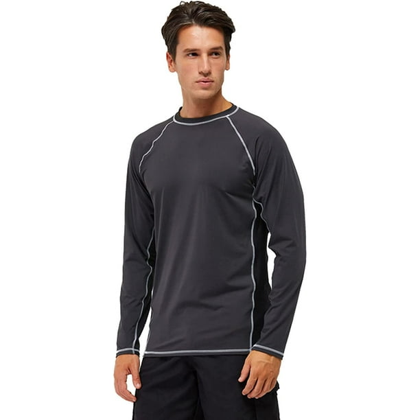 Xishao Camiseta de Natacion Hombre Playeras de Natacion Manga Larga Traje de Bano Banador Protector de Erupcion de Compresion Surf UPF 50 Gris CH Gris CH Xishao ropa Walmart en linea