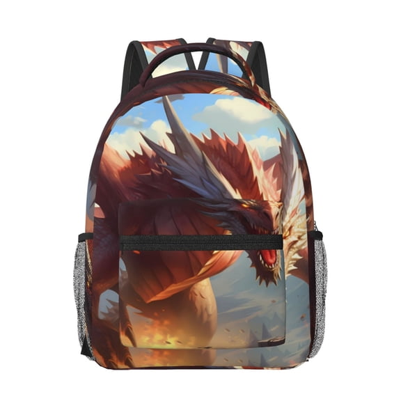 Honeii Ferocious Dragon Fury Print Backpack for School,15.6 inch Laptop Back Pack for High School and College Students, Waterproof Computer Bookbag-One Size
