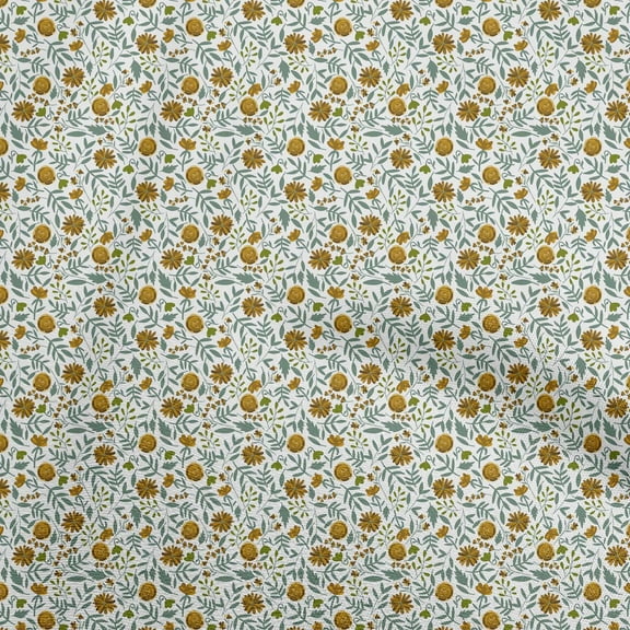 oneOone Polyester Spandex Dark Mustard Fabric Floral Sewing Craft Projects Fabric Prints By Yard 56 Inch Wide