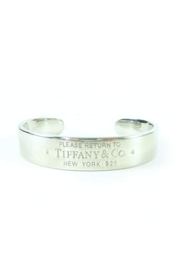 Pre-Owned TIFFANY&Co. Tiffany & Co. Return to Narrow Cuff AG925 Diamond Bangle Silver Weight...