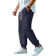 thumbnail image 4 of Domuza Pants for Men Cotton Linen Yoga Golf Beach Jogger Sweat Lounge Harem Pants Trousers Navy XL, 4 of 7