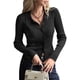 thumbnail image 1 of Cárdigan de Punto Acanalado con Botones y Larga para Mujer, Suéter Informal Ajustado con Cuello. Negro M, 1 of 8