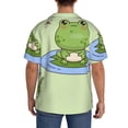 thumbnail image 3 of Naloa Frog Amanita Mushroom Men's Loose Fit Cuban Collar Short-Sleeve Shirt, Hawaiian Shirts, Mens Shirts Casual for Everyday Wear Outings-Small, 3 of 5
