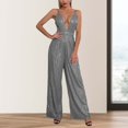 thumbnail image 2 of JFGHDG Sequin Jumpsuits for Women Womens Jumpers Dressy Sparkly Romper Sequin Romper for Women Party Night Rhinestone Jumpsuit Bell Bottom Jumpsuit for Women Party Rompers for Women Gray S, 2 of 6