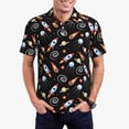 thumbnail image 3 of Balery Space Rocket Printed Men’s Short Sleeve Polo Shirt, Midweight Men's Shirt,Golf Polo shirts -3X-Large, 3 of 9