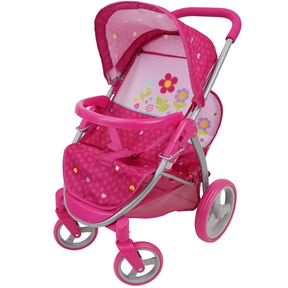 509: Garden Twin Doll Stroller - Kids Pretend Play, Front Swivel Wheels, Perfect Stroller For Twin or Siblings Dolls, Ages 3