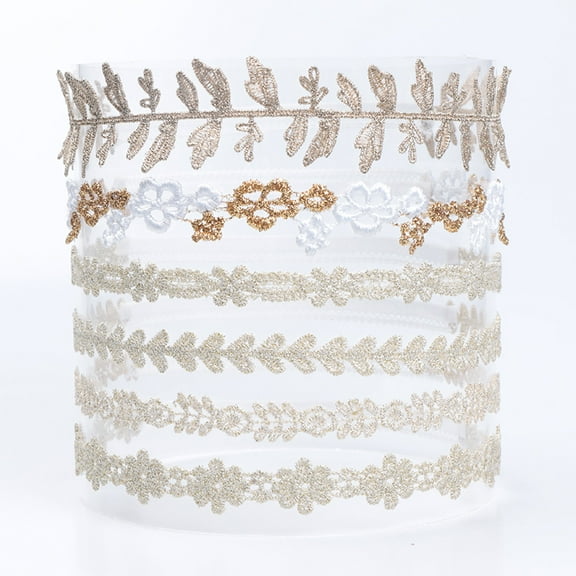 Dalrosia 6PCS Gold Delicate Flower Butterfly Leaf Stretchy Lace Headbands Baby Baptism Shower Christening Photo Props Hair Accessories for Baby Girls Infants Toddlers Kids