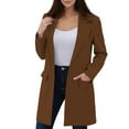 thumbnail image 2 of Blazers for Women Lapel Open Front Long Sleeve Suit Jacket Fall Lightweight Work Office Blazer Solid Color Suit Coat Brown M, 2 of 7