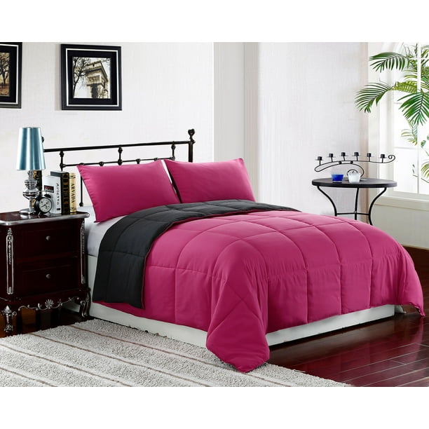 Reversible Collection 3pc Down Alternative Comforter set Pink/Grey