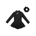 thumbnail image 4 of Lejafay Kids Girls Figure Ice Roller Skating Dress Rhinestone Long Sleeve Leotard Dresses Ballet Black 14, 4 of 7
