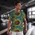 thumbnail image 3 of Wukai Sunflowers Print Men's Short-Sleeved Mesh T-Shirt,Quick-Dry Short Sleeve Workout T-Shirt-Medium, 3 of 8