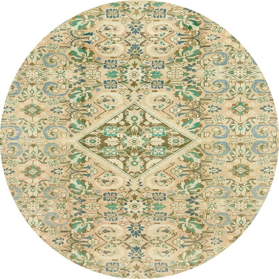 Ahgly Company Indoor Round Abstract Copper Green Abstract Area Rugs, 3' Round