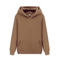 thumbnail image 2 of Mujeres Hombres Sudadera con capucha de manga larga Sudaderas con bolsillos Sudadera con capucha de color sólido, cómoda sudadera informal ligera para Marrón L Macarena Sudadera con capucha, 2 of 4