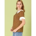 thumbnail image 4 of INSPIRE CHIC Hauts Blouses à Pois pour Femmes à Col Claudine Contrastant à Manches Courtes, 4 of 6