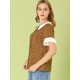 thumbnail image 4 of INSPIRE CHIC Blusa de lunares de manga corta con cuello Peter Pan en contraste vintage para mujer Marrón M, 4 of 6