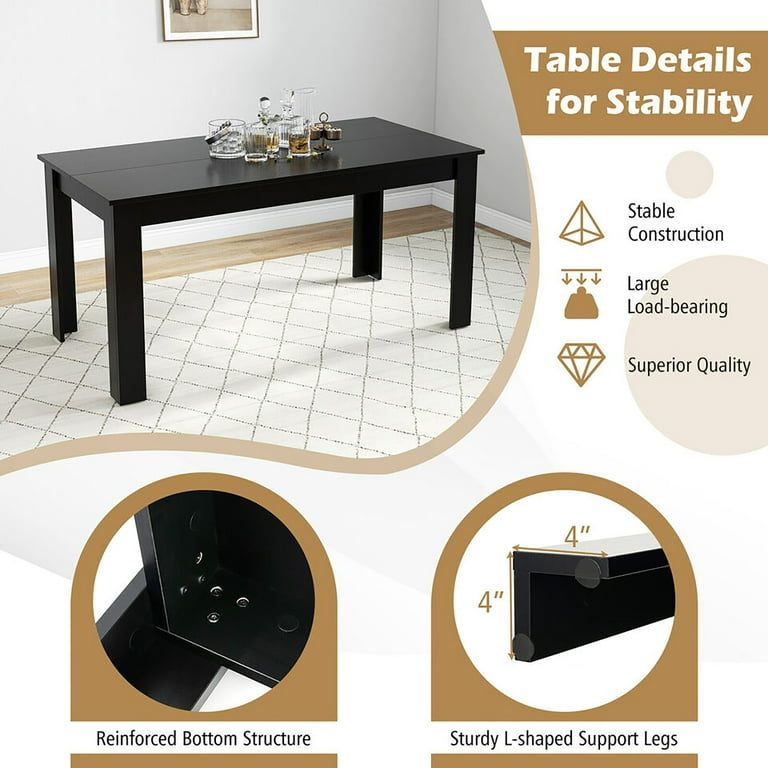 Gymax 7-Piece Dining Set - Rectangular Wooden Table and 6 Windsor
