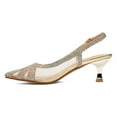 thumbnail image 2 of XYD Women Chic Mesh Rhinestone Studs Pointed Toe Pumps Kitten Low Heels Slingback Party Shoes Size 10.5 Gold, 2 of 4