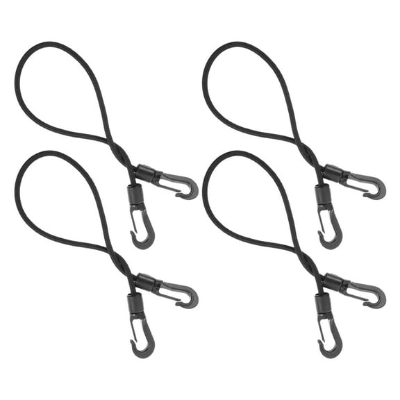 Masteelf 4 Pcs Bungee Cord with Carabiner Adjustable Cords Hooks Black