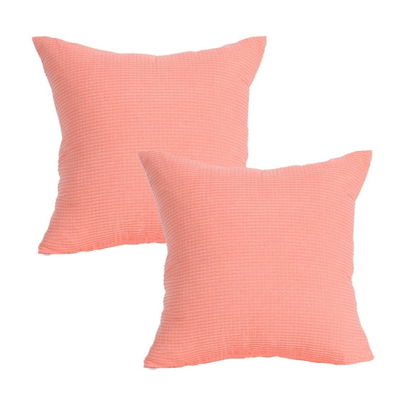 PiccoCasa 2Pcs Square Decorative Throw Pillowcases Cushion Covers, 18" x 18" Pink
