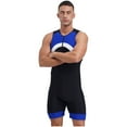 thumbnail image 6 of Raenseen Mens One Piece Swimsuit Bathing Swimming Suit Sleeveless Unitard Zipper Front Bodysuit Swim Blue XL, 6 of 9