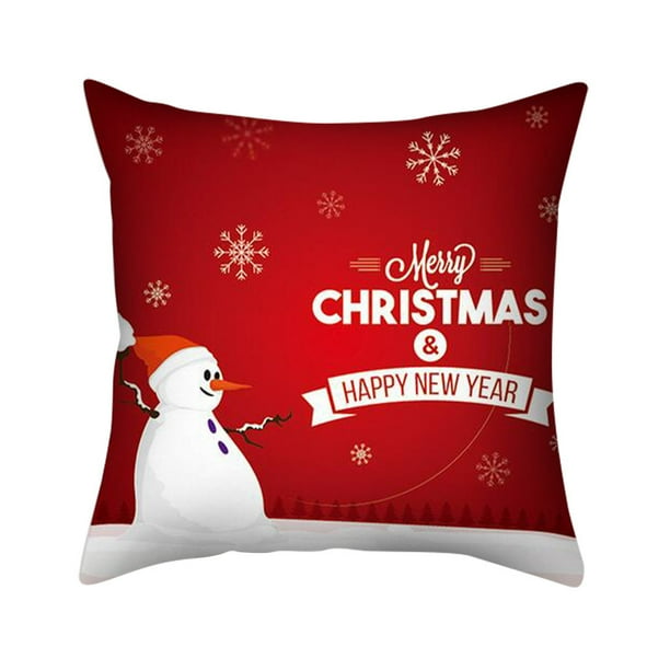 Fall Happy Christmas Throw Pillow Covers, Christmas Pillow Cases Cotton