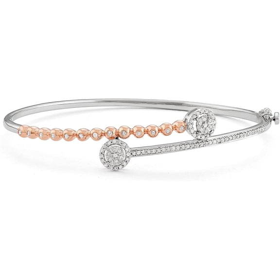 MyDiamondBox Rose Gold Over Sterling Silver 1/2 CTTW Diamond Bangle - Bracelet for women and Girls