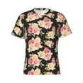 thumbnail image 4 of Vsdgher Rose Flowers Print Men's Dry Fit Mesh Athletic Shirts Moisture Wicking Tennis T-Shirt Tops, 4 of 9