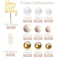 thumbnail image 2 of Khaki Balls Cake Topper Boho Grass Cake topper Khaki White Gold Pearl Balls Happy Birthday Cake Decorations for Wedding Baby Shower Birthday Boho Themed Party Supplies, 2 of 6