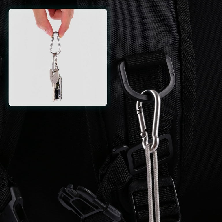 12 Pcs Small Carabiner Clip Snap Hook M4 1.57 Inch Silver Quick Link Clip  Keychain for Keychain, Ropes, Pet Chains, Hammock, Backpack, Swing, Water