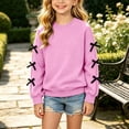thumbnail image 4 of Jalioing Crew Neck Sweatshirt for Teen Girls Casual Fashion Long Sleeve Bowknot Pullover Tops Solid Cute Shirts 3-14 Years, 4 of 8