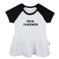 thumbnail image 4 of Pack of 2, Kiss Me I'm Vaccinated & Hug Me I'm Vaccinated Funny Dresses For Baby, Newborn Babies Skirts, Infant Princess Dress, Toddler Frocks (Black Raglan Dresses, 0-6 Months), 4 of 5