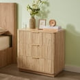 thumbnail image 3 of Newboti Furniture 3 Drawers Drasser, 27.6'' Wide Modern Chest of Drawers Curved wave Design,Nightstand,Wood Drawer Organizer for Bedroom, Living Room, Hallway, Oak,27.6''W x 15.8''D x 27.4''H. BN.611, 3 of 16