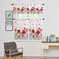 thumbnail image 4 of Kitchen Window Curtains Valance and Tier Set, Watercolor Pink Red Carnations Rod Pocket Tier Curtain Valance Set, Country Floral Art Light Filtering Cafe Curtains for Bedroom Living Room, 4 of 9