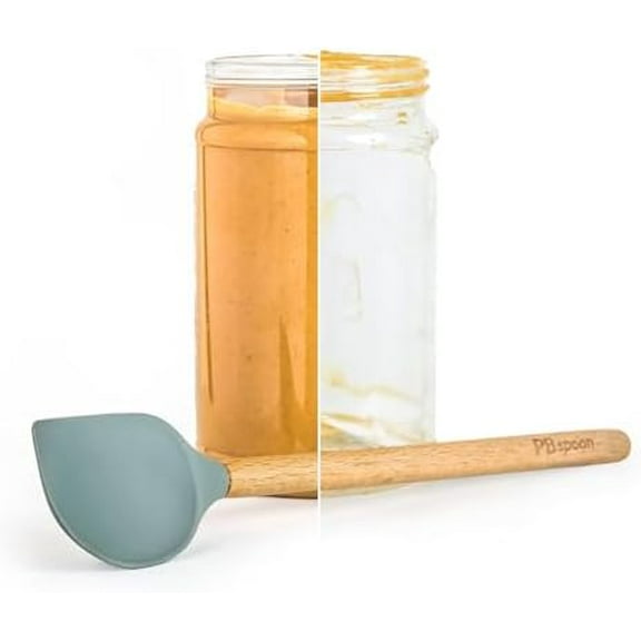 Peanut Butter Spoon - Jar Cleaning Spatula with Wooden Handle, Food-Safe & BPA-Free, Perfect for Scraping, Scooping, and Spreading Nut Butters and Spreads$$Home Decor, Kitchen, & Other
