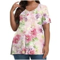 thumbnail image 2 of QETYUW Plus Size Short Sleeve Shirts for Women Casual Floral Print Tshirts Loose Fit Lightweight V Neck T-Shirts Summer Tops, 2 of 6