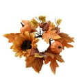 thumbnail image 2 of 9.84 Inch Thanksgiving Candle Ring Wreath, Artificial Fall Wreath with Maple Leaves Sunflower Pumpkin for Autumn Harvest Festival Farmhouse Halloween Table Centerpiece Decor,, 2 of 8