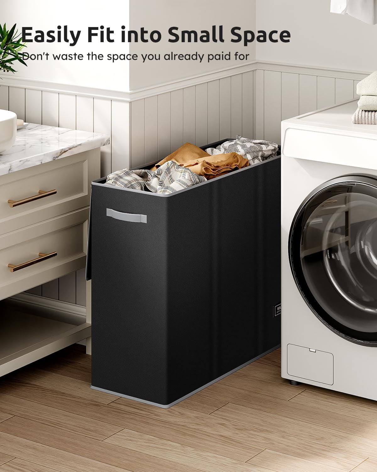 3 Section, Extra Large Laundry Hamper with Lid, Dirty Clothes Hamper with Sturdy Handle, Large Laundry Basket Organizer for Laundry Room, Bedroom, Hampers for Laundry