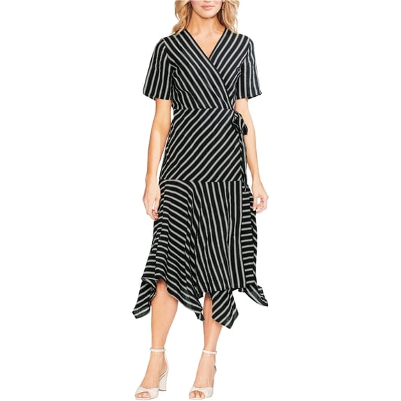 Vince Camuto Womens Handkerchief Hem Wrap Dress, Black, 0