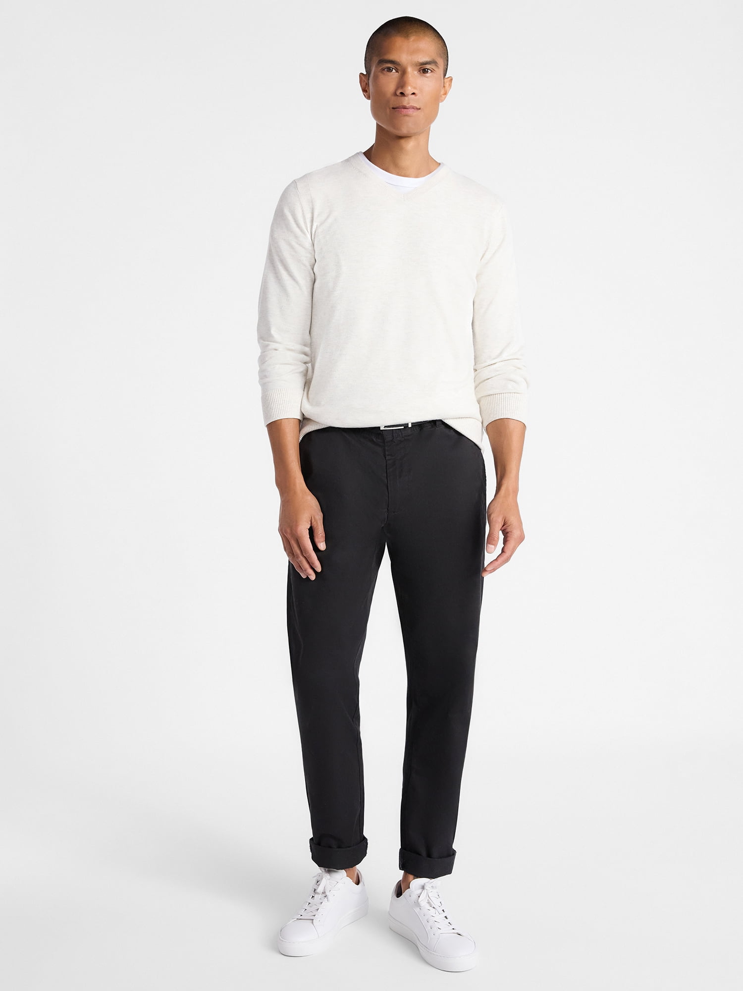 Free Assembly Men's Cozy Yarn Everyday V-Neck Sweater with Long Sleeves, Size XS-3XL