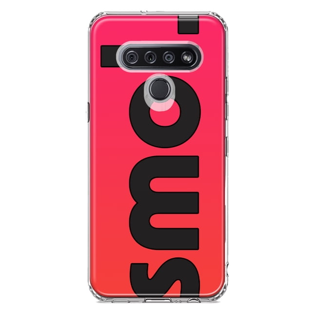 MUNDAZE LG K51 Shockproof Clear Hybrid Protective Phone Case Red Pink Clear Funny Text Quote Smol Cover