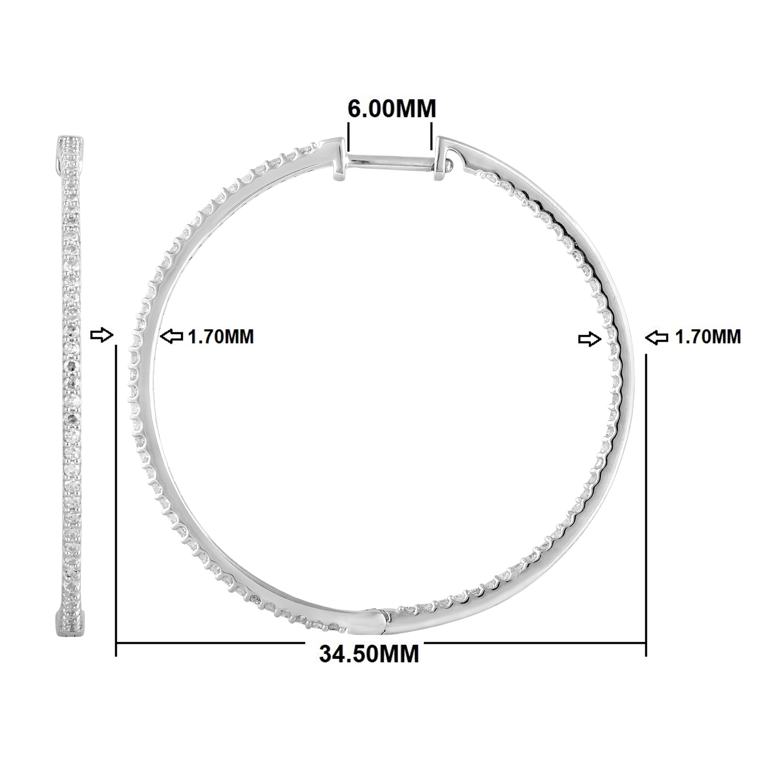 Unique Moments 3/4 Ct Lab Grown Diamond Inside Out Hoop Earring in Silver for Women (H-I, SI-I1)