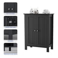 thumbnail image 5 of ASJMR Farmhouse Bathroom Floor Cabinet with 2 Doors, Modern Storage Freestanding Organizer Cabinet with Adjustable Shelves, Small Bathroom Cabinet for Kitchen/Bathroom/Living Room, Black, 5 of 9