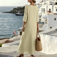 thumbnail image 7 of ClodeEU Women's V Neck Half Button 3/4 Sleeve Maxi Dress,Casual Vacation Dress Khaki,Women's Plus XXL, 7 of 7